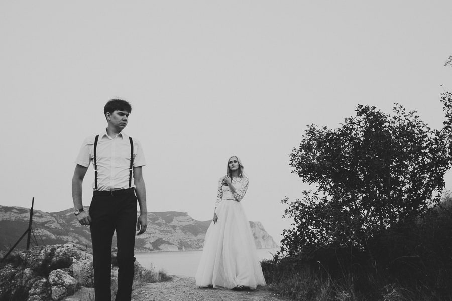 черно-белая свадебная фотосессия